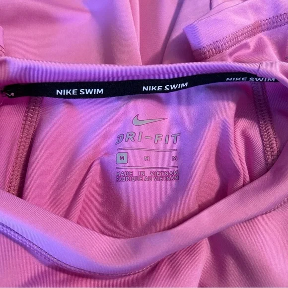 Nike Women's Size M Dri-Fit UPF 40+ Pink Swoosh Swim Short Sleeve Shirt Gorpcore - Picture 3 of 10